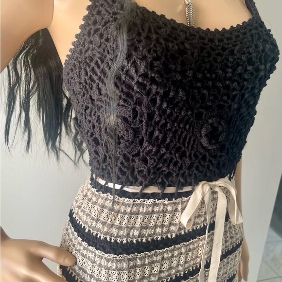 BETSY JOHNSON Elegant Black and White Striped Vintage 1990’s Dress. Size Small - Picture 12 of 13